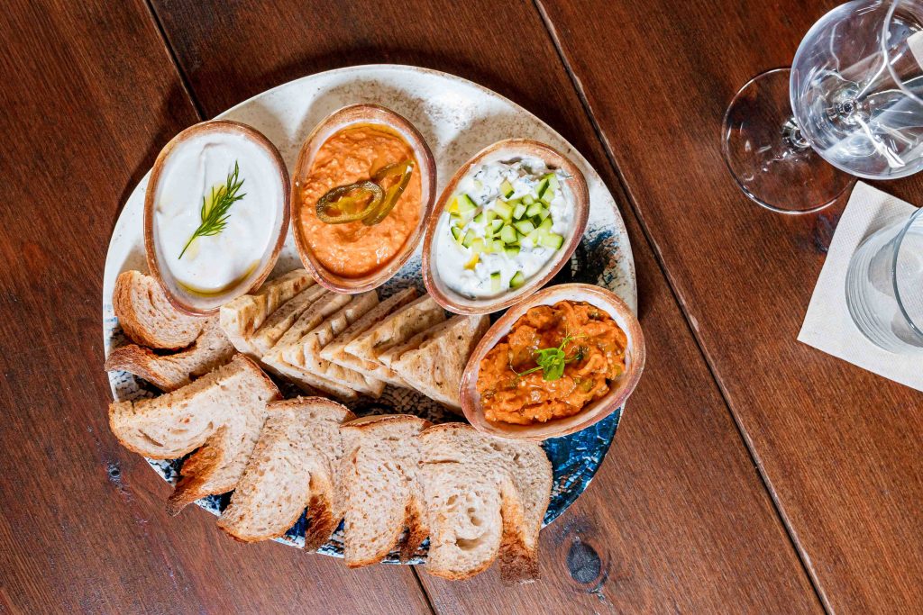 Sabores de Aragma a selection of homemade dips with fresh pita and sourdough