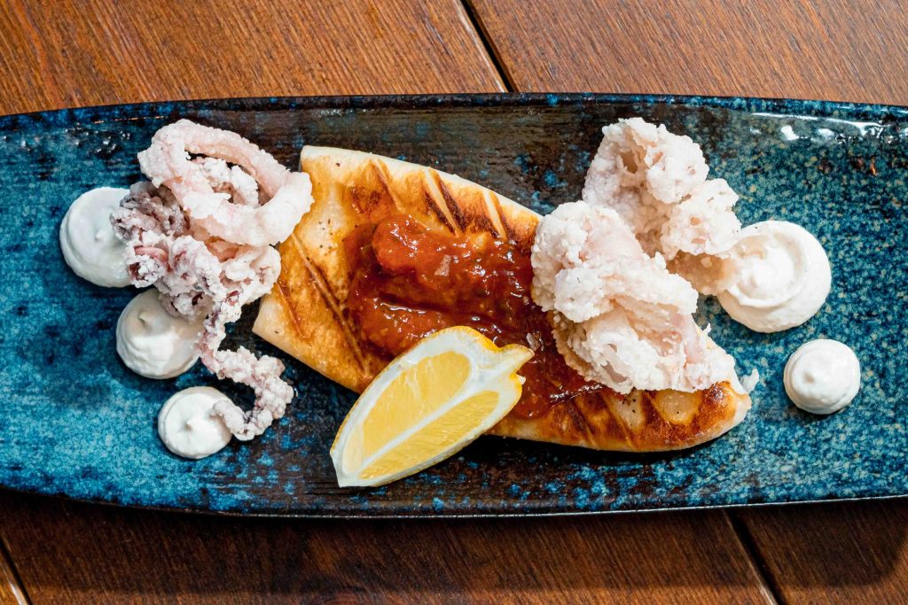 Kalamari - whole pan seared calamari with crispy tenticles