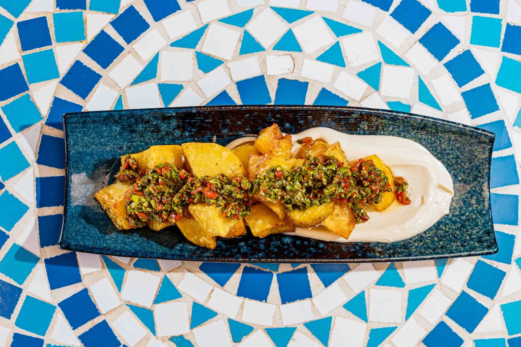 Patatas with celeriac mayo and chimichurri, a tasty addition to your meal at aragma